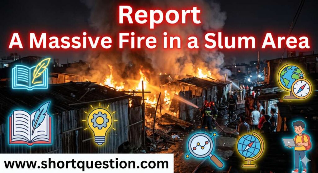 Write a report on A Massive Fire in a Slum Area