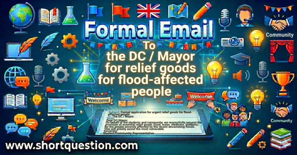 Write an email To the DC for relief goods for flood-affected people
